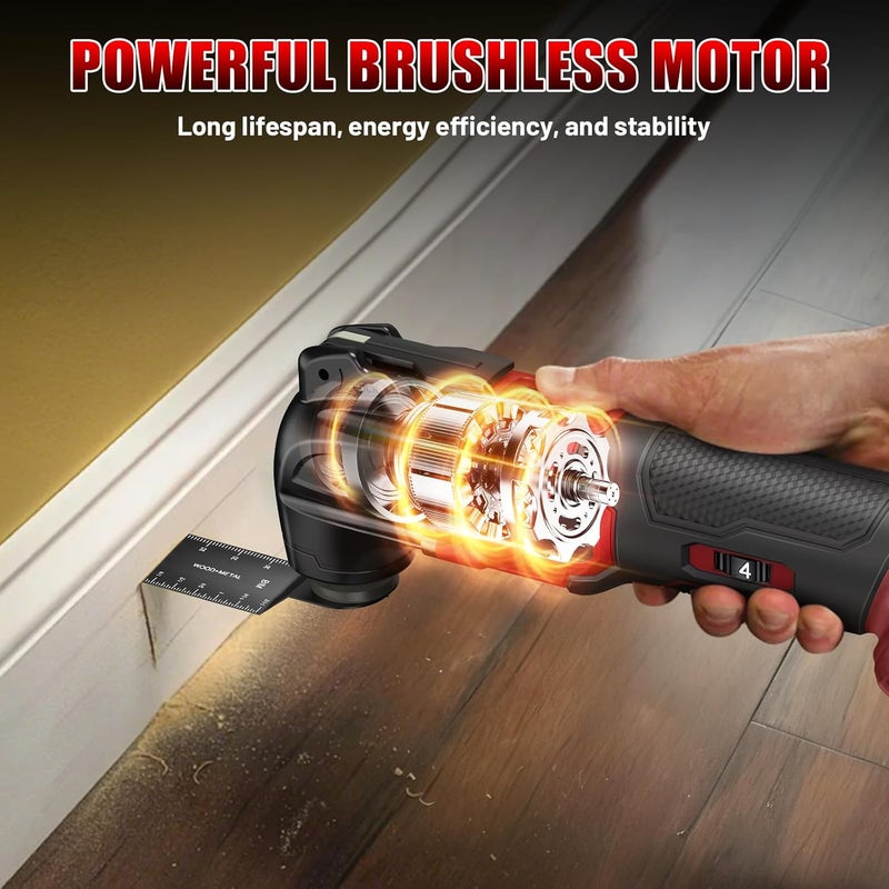Labfintom Cordless Oscillating Tool for Mil-waukee 18V Battery, Max 20000 OPM Brushless Oscillating Saw, 6 Variable Speed Oscillating Multi-Tool for Scraping, Sanding, Cutting Wood (Battery Not Included) - Image 4